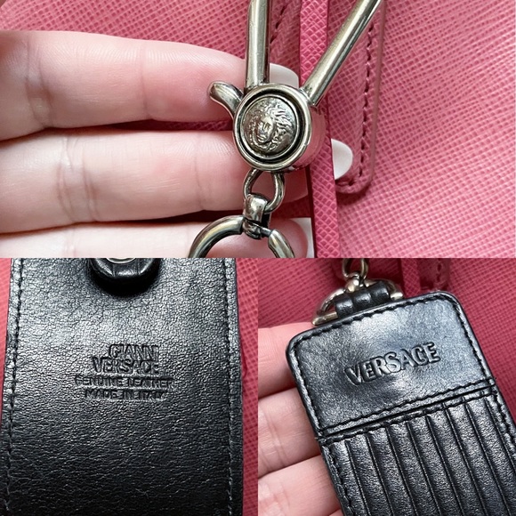 Authentic Gianni Versace Vintage Medusa Black Leather Key Holder / Bag Charm - Picture 11 of 11